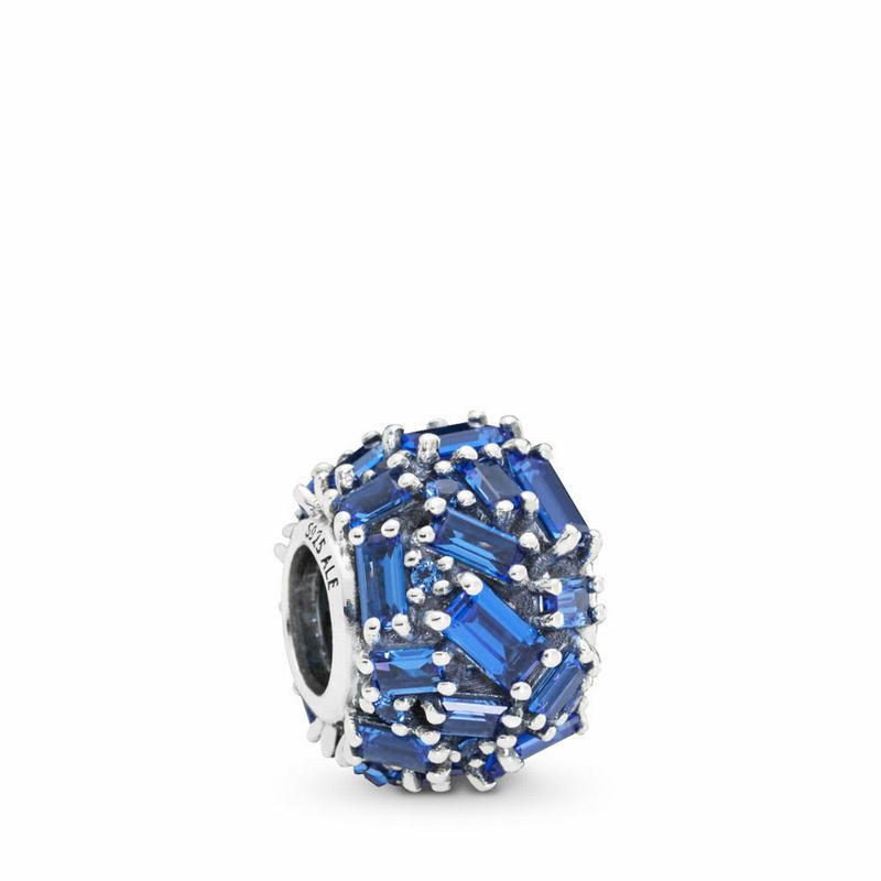 Pandora Chiselled Elegance Charm - Sterling Silver/Blue/Crystal - Canada | TV5259EP